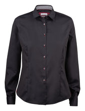 Lade das Bild in den Galerie-Viewer, Bluse "Red Bow" Bugelfrei Schwarz / Rot