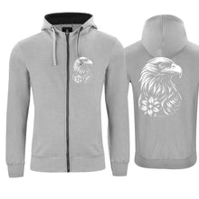 Carica l'immagine nel visualizzatore di Gallery, Kapuzenjacke mit Steinadler, Grau, Brust und Rücken