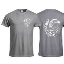Lade das Bild in den Galerie-Viewer, T-Shirt mit Adler und Matterhorn, Grau, Brust klein & Rücken gross