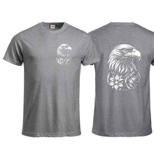 Lade das Bild in den Galerie-Viewer, T-Shirt Adler, Grau, Brust klein & Rücken gross