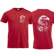 Lade das Bild in den Galerie-Viewer, T-Shirt Adler, Rot, Brust klein & Rücken gross