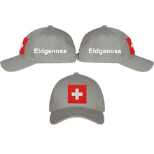 Lade das Bild in den Galerie-Viewer, Baseball Cap Grau mit Schweizerkreuz, Text Eidgenoss