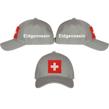 Lade das Bild in den Galerie-Viewer, Baseball Cap Grau mit Schweizerkreuz, Text Eidgenossin