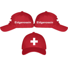 Lade das Bild in den Galerie-Viewer, Baseball Cap Rot mit Schweizerkreuz, Text Eidgenossin