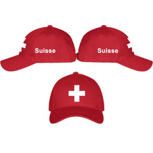 Lade das Bild in den Galerie-Viewer, Baseball Cap Rot mit Schweizerkreuz, Text Suisse