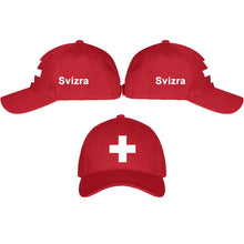 Lade das Bild in den Galerie-Viewer, Baseball Cap Rot mit Schweizerkreuz, Text Svizra