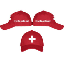 Lade das Bild in den Galerie-Viewer, Baseball Cap Rot mit Schweizerkreuz, Text Switzerland
