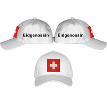 Lade das Bild in den Galerie-Viewer, Baseball Cap Weiss mit Schweizerkreuz, Text Eidgenossin