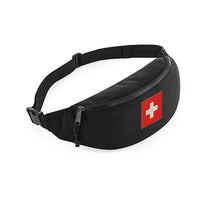 Lade das Bild in den Galerie-Viewer, Bauchtasche Schwarz mit Schweizerkreuz Patch