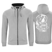 Lade das Bild in den Galerie-Viewer, Kapuzenjacke mit Bernhardiner, Grau, Rücken gross