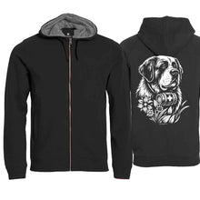 Lade das Bild in den Galerie-Viewer, Kapuzenjacke mit Bernhardiner, Schwarz, Rücken gross