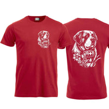 Lade das Bild in den Galerie-Viewer, Bernhardiner-T-Shirt, Rot, Brust klein & Rücken gross