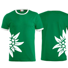 Load image into Gallery viewer, Edelweiss bicolor T-shirt, green, Edelweiss side