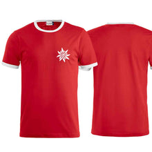 Load image into Gallery viewer, Edelweiss bicolor T-shirt, red, Edelweiss chest