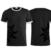 Load image into Gallery viewer, Bicolor T-Shirt Edelweiss, Black Edition, Edelweiss side