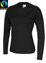 Lade das Bild in den Galerie-Viewer, T-Shirt Women Langarm Schwarz Fairtrade