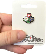 Lade das Bild in den Galerie-Viewer, Pin Edelweiss Enzian und Schweizerkreuz