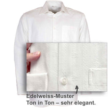 Lade das Bild in den Galerie-Viewer, Original Edelweiss Hemden 100% Baumwolle, mit Kragen in Weiss Musterung Ton-in Ton - sehr elegant