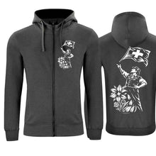 Lade das Bild in den Galerie-Viewer, Kapuzenjacke Fahnenschwinger, Anthrazit, Brust + Rücken