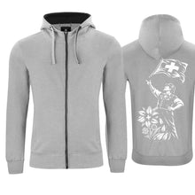 Lade das Bild in den Galerie-Viewer, Kapuzenjacke Fahnenschwinger, Graumeliert, Rücken