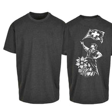 Lade das Bild in den Galerie-Viewer, Oversize T-Shirt Fahnenschwinger, Graumeliert, Rücken