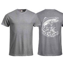 Lade das Bild in den Galerie-Viewer, T-Shirt Fisch (Forelle), Grau, Rücken