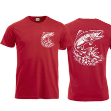 Lade das Bild in den Galerie-Viewer, T-Shirt Fisch (Forelle), Rot, Brust gross & Rücken
