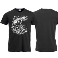 Lade das Bild in den Galerie-Viewer, T-Shirt Fisch (Forelle), Schwarz, Brust gross