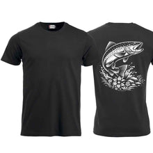 Lade das Bild in den Galerie-Viewer, T-Shirt Fisch (Forelle), Schwarz, Rücken