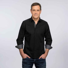 Lade das Bild in den Galerie-Viewer, Hemd Schwarz mit Edelweisseinsatz mit Kragen