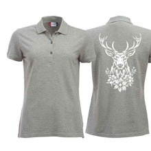 Lade das Bild in den Galerie-Viewer, Polo Damen mit Hirsch, Grau, Rücken gross