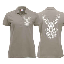 Lade das Bild in den Galerie-Viewer, Polo Damen mit Hirsch, Silber, Brust klein & Rücken gross