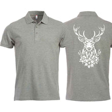 Lade das Bild in den Galerie-Viewer, Polo mit Hirsch, Grau, Rücken gross