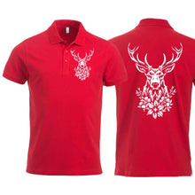 Lade das Bild in den Galerie-Viewer, Polo mit Hirsch, Rot, Brust klein & Rücken gross