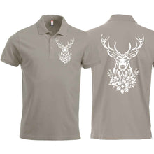 Lade das Bild in den Galerie-Viewer, Polo mit Hirsch, Silber, Brust klein & Rücken gross