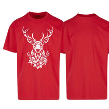 Lade das Bild in den Galerie-Viewer, Oversize T-Shirt mit Hirsch, Rot, Brust gross