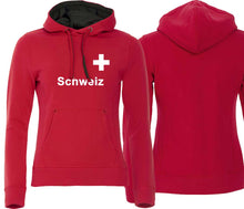 Lade das Bild in den Galerie-Viewer, Hoodie Damen mit Schweizerkreuz und Text Schweiz