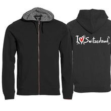 Lade das Bild in den Galerie-Viewer, Kapuzenjacke Schwarz, I Love Switzerland