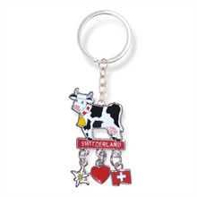Lade das Bild in den Galerie-Viewer, Schlüsselanhänger Kuh, Edelweiss, Herz & CH-Flagge