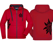 Load image into Gallery viewer, Edelweiss hooded jacket, red/carbon, black Edelweiss