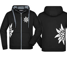 Load image into Gallery viewer, Edelweiss hooded jacket, black/carbon, white Edelweiss