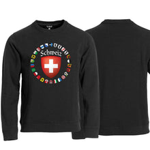 Load image into Gallery viewer, Pullover Schwarz, Schweiz und Kanton Wappen