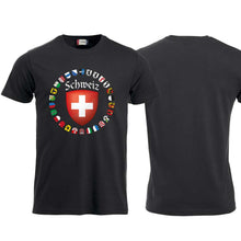 Load image into Gallery viewer, T-Shirt Schwarz, Schweiz und Kanton Wappen