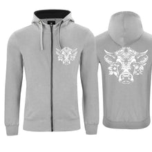 Lade das Bild in den Galerie-Viewer, Kapuzenjacke Grau mit Schweizer Kuh