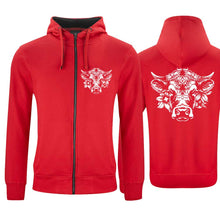 Lade das Bild in den Galerie-Viewer, Kapuzenjacke Rot mit Schweizer Kuh