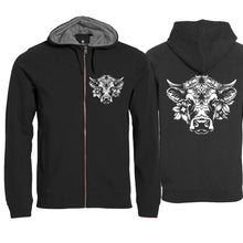 Lade das Bild in den Galerie-Viewer, Kapuzenjacke Schwarz mit Schweizer Kuh