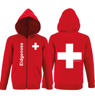 Carica l'immagine nel visualizzatore di Gallery, Kapuzenjacke Kinder Schweizerkreuz, Text Eidgenoss