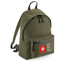 Lade das Bild in den Galerie-Viewer, Rucksack Easy in Militärgrün mit Schweizerkreuz und Schweizer Pass Design