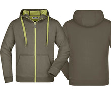 Lade das Bild in den Galerie-Viewer, Zweifarbige Kapuzenjacke Olive Limegreen