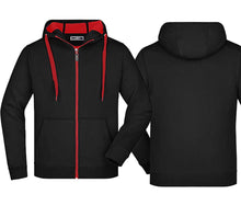 Lade das Bild in den Galerie-Viewer, Zweifarbige Kapuzenjacke Schwarz Rot